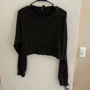 small charcoal grey long sleeve crop
